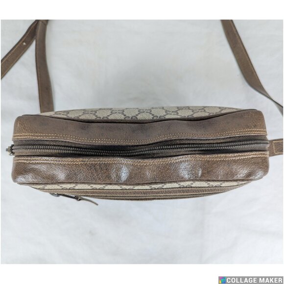 Authentic GUCCI Plus GG Pattern Shoulder/Crossbody Bag PVC Leather Brown Italy - Picture 12 of 16